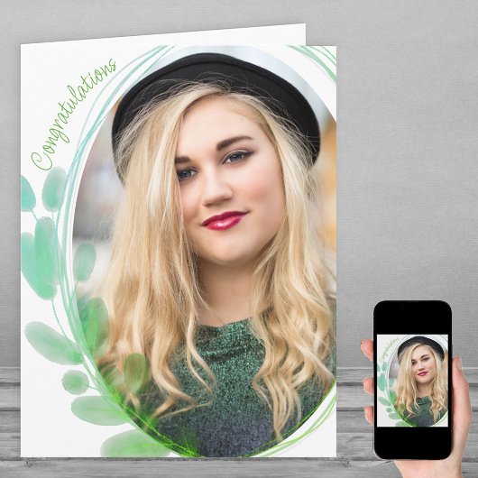 Waterverf Leaf Gefeliciteerd met foto's Kaart