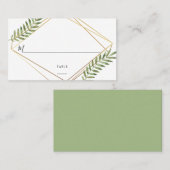 Waterverf Leaf Gold Lijst Geometric Chic Wedding Plaatskaartje (Voorkant / Achterkant)