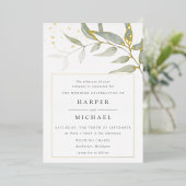 Waterverf leaf gold shimmer bruiloft folie invitat folie uitnodiging (Staand Voorkant)