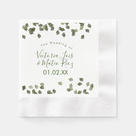 Waterverf Leaf Greenery Autumn Fall Wedding Servet (Voorkant)