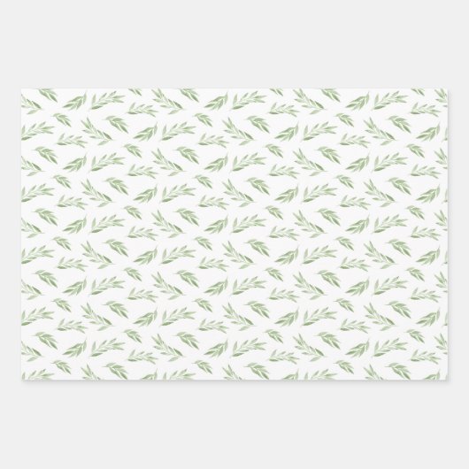 Waterverf Leaf Greenery Inpakpapier Vel (Voorkant 2)