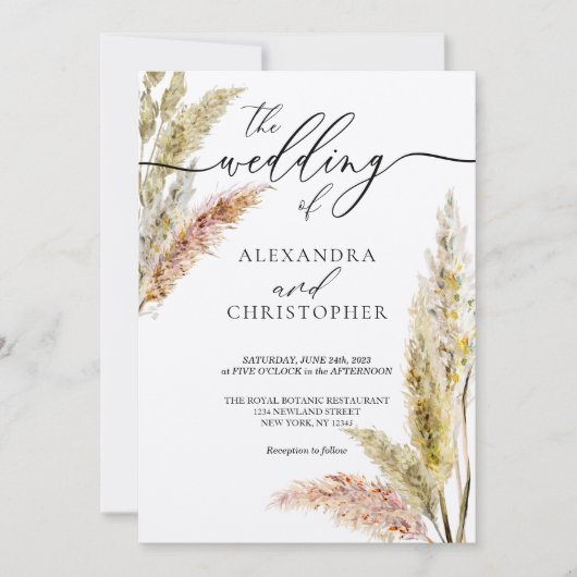 Waterverf Leaf handtekening kalligrafie bruiloft Kaart (Voorkant)