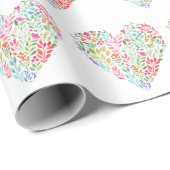 Waterverf Leaf Heart op White Cadeaupapier (Rol Hoek)