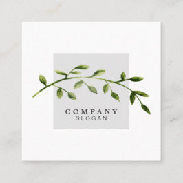 Waterverf Leaf Light Grey Square Visitekaartje