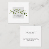 Waterverf Leaf Light Grey Square Visitekaartje (Voorkant / Achterkant)