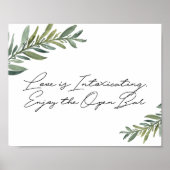 Waterverf Leaf Open Bar Sign Poster (Voorkant)