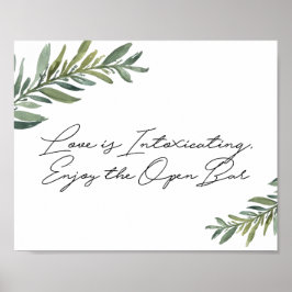 Waterverf Leaf Open Bar Sign Poster
