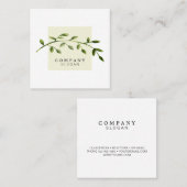 Waterverf Leaf Pastel Beige Square Visitekaartje (Voorkant / Achterkant)