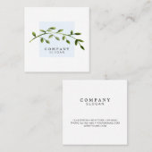 Waterverf Leaf Pastel Blue Square Visitekaartje (Voorkant / Achterkant)