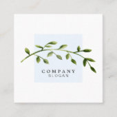 Waterverf Leaf Pastel Blue Square Visitekaartje (Voorkant)