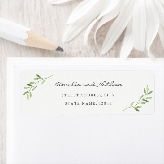 Waterverf Leaf retour adreslabel Etiket (Insitu)