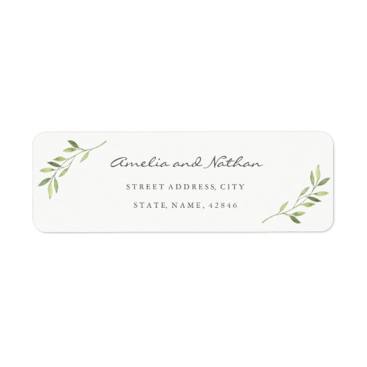 Waterverf Leaf retour adreslabel Etiket (Voorkant)