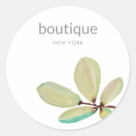 Waterverf Leaf Ronde Sticker (Voorkant)