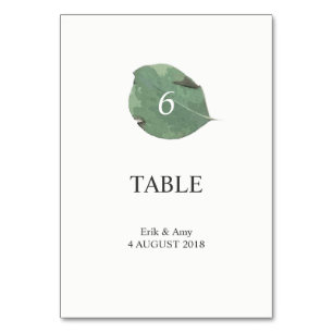 Waterverf Leaf Trouwtafel nummer Kaart
