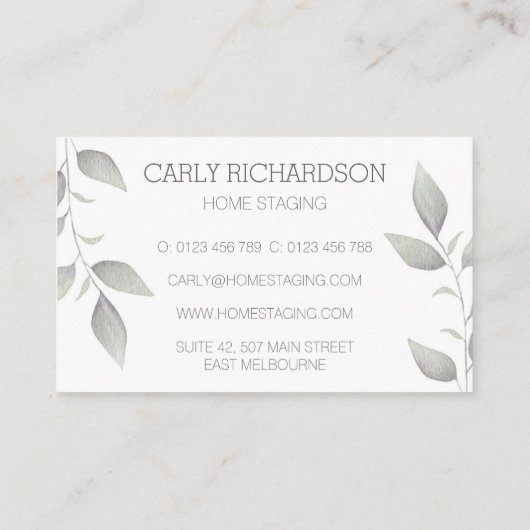 Waterverf Leaf Visitekaartje (Achterkant)