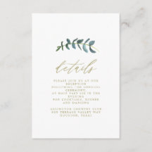 Waterverf Leaf Wedding Details Kaart