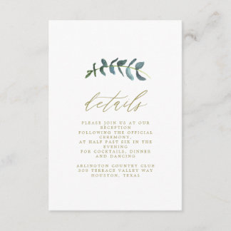 Waterverf Leaf Wedding Details Kaart
