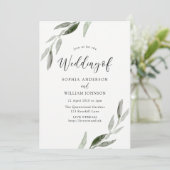 Waterverf Leaf Wedding incl. Live Stream Option Kaart (Staand voorkant)