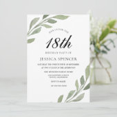 Waterverf Leaf Womans mannen 18th Birthday Invite Kaart (Staand voorkant)