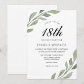 Waterverf Leaf Womans mannen 18th Birthday Invite Kaart (Voorkant / Achterkant)