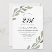 Waterverf Leaf Womans mannen 21st Birthday Invite Kaart (Voorkant)