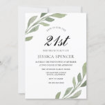 Waterverf Leaf Womans mannen 21st Birthday Invite Kaart<br><div class="desc">Waterverf Leaf Womans mannen 21st Birthday nodigt Moderne elegante waterverf groene blad grote uitnodigingen uit Variaties aan de uitnodiging en de passende punten in onze winkel</div>