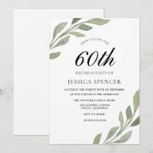 Waterverf Leaf Womans mannen 60th Birthday Invite Kaart (Voorkant / Achterkant)