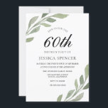 Waterverf Leaf Womans mannen 60th Birthday Invite Kaart<br><div class="desc">Waterverf Leaf Womans mannen 60th Birthday nodigt Moderne elegante waterverf groene blad grote uitnodigingen uit Variaties aan de uitnodiging en de passende punten in onze winkel</div>