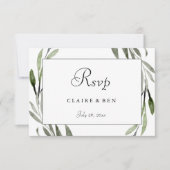 Waterverf Leaf Wreath Border Wedding RSVP (Voorkant)