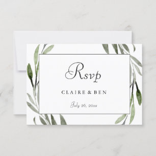 Waterverf Leaf Wreath Border Wedding RSVP