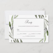 Waterverf Leaf Wreath Border Wedding RSVP Kaartje (Achterkant)