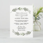 Waterverf Leaf Wreath Elegant Wedding Invite Kaart (Staand voorkant)