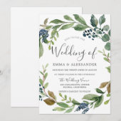 Waterverf Leaf Wreath Modern Fall Wedding Kaart (Voorkant / Achterkant)