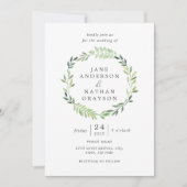 Waterverf Leaf Wreath Wedding Invitation Kaart (Voorkant)