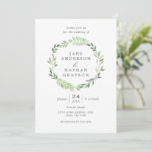 Waterverf Leaf Wreath Wedding Invitation Kaart (Staand voorkant)