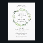 Waterverf Leaf Wreath Wedding Invitation Kaart<br><div class="desc">Floral Wedding-uitnodigingen in de Little Bayleigh Store!</div>