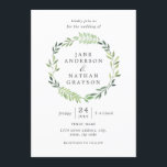 Waterverf Leaf Wreath Wedding Invitation Kaart<br><div class="desc">Floral Wedding-uitnodigingen in de Little Bayleigh Store!</div>