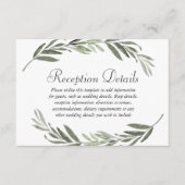 Waterverf leaf Wreath Wedding Reception details Informatiekaartje (Voorkant)