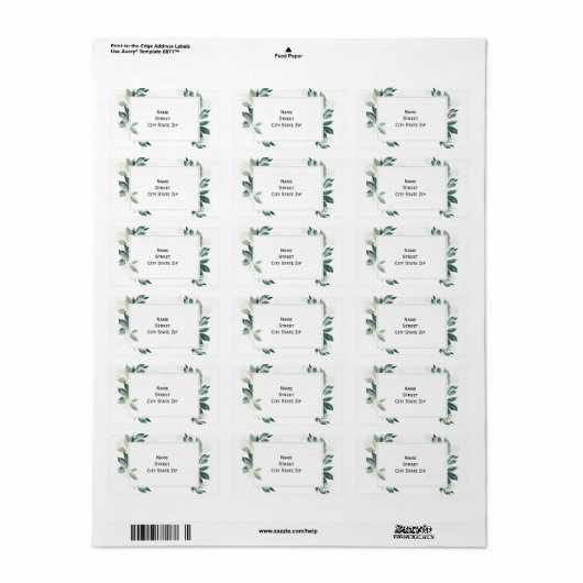 Waterverf Leafy green botanical Etiket (Full Sheet)