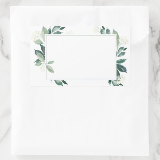 Waterverf Leafy green botanical Rechthoekige Sticker (Tas)