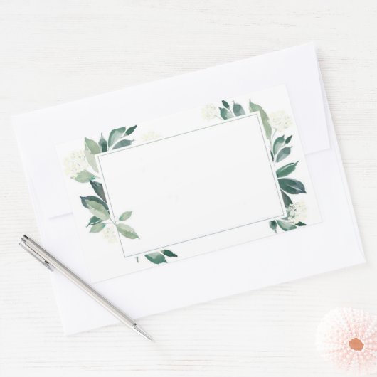 Waterverf Leafy green botanical Rechthoekige Sticker (Envelop)