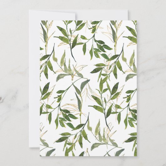 Waterverf Leafy Greenery Baby shower per post Kaart (Achterkant)