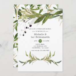 Waterverf Leafy Greenery Bridesmaids Luncheon Kaart