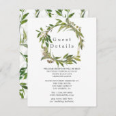 Waterverf Leafy Greenery Bruiloft Gast Details Informatiekaartje (Voorkant / Achterkant)