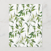 Waterverf Leafy Greenery Bruiloft Gast Details Informatiekaartje (Achterkant)