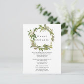 Waterverf Leafy Greenery Bruiloft Gast Details Informatiekaartje (Staand voorkant)