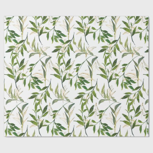 Waterverf Leafy Greenery Cadeaupapier (Vlak)