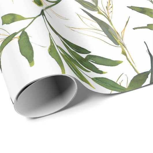 Waterverf Leafy Greenery Cadeaupapier (Rol Hoek)
