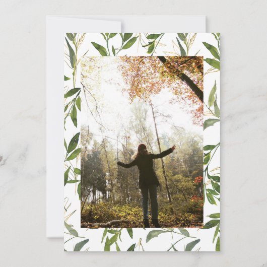 Waterverf Leafy Greenery Celebration of Life Kaart (Achterkant)