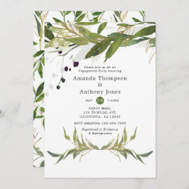 Waterverf Leafy Greenery Engagement Party Kaart